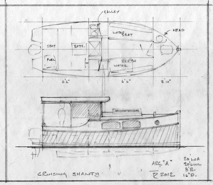  Trailerable Outboard Shanty Boat ~ Small Boat Designs by Tad Roberts