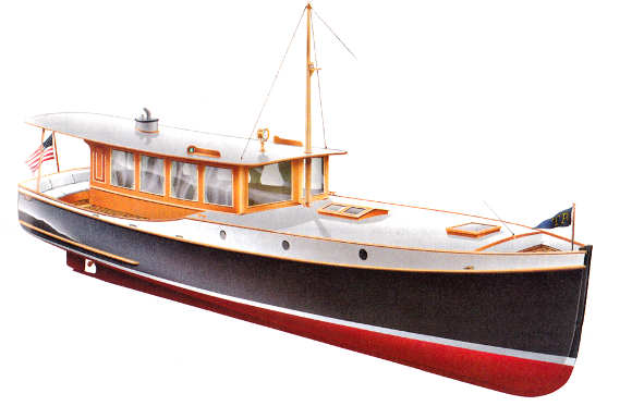 Yellow Cedar 38 design appeared in Wooden Boat magazine in 1997. Bruce Alderson rendering.