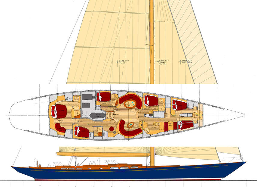 108' Classic Centreboard Aluminum Cutter ~ Sail Boat Designs by Tad 