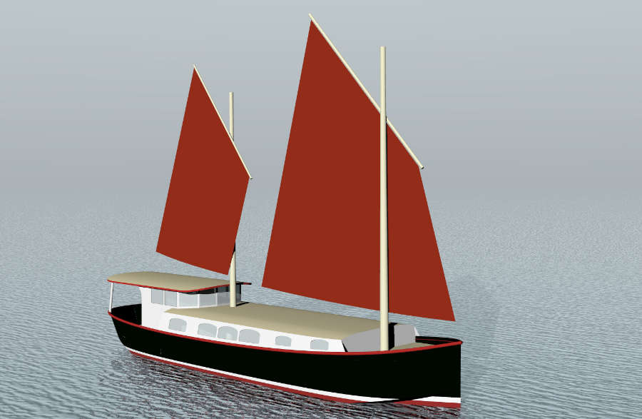 48' Steel Sailing House Barge ~ Sail Boat Designs by Tad ...