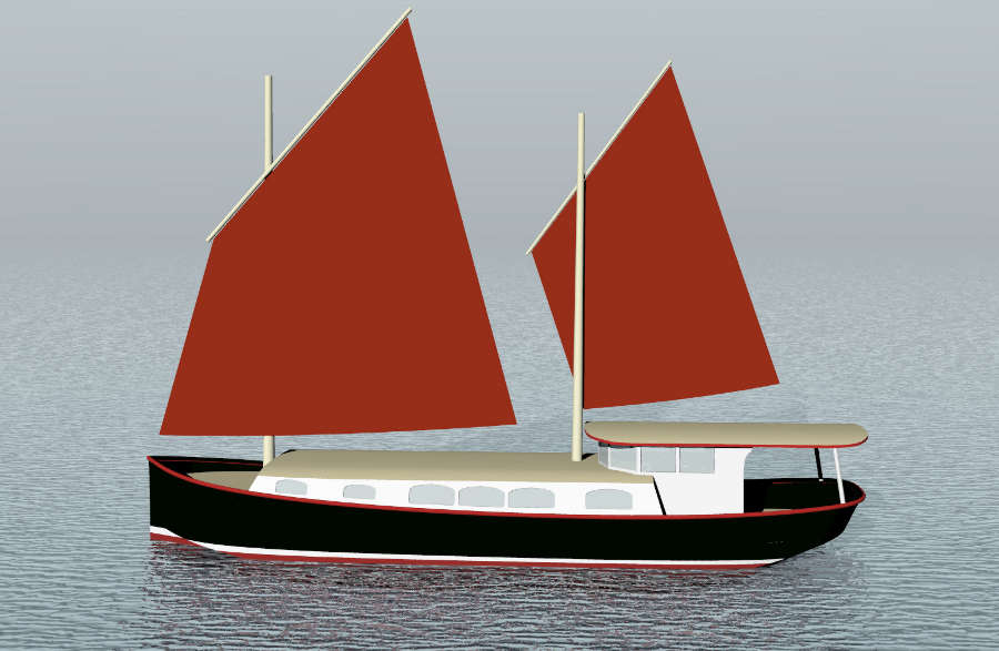 48' Steel Sailing House Barge ~ Sail Boat Designs by Tad 
