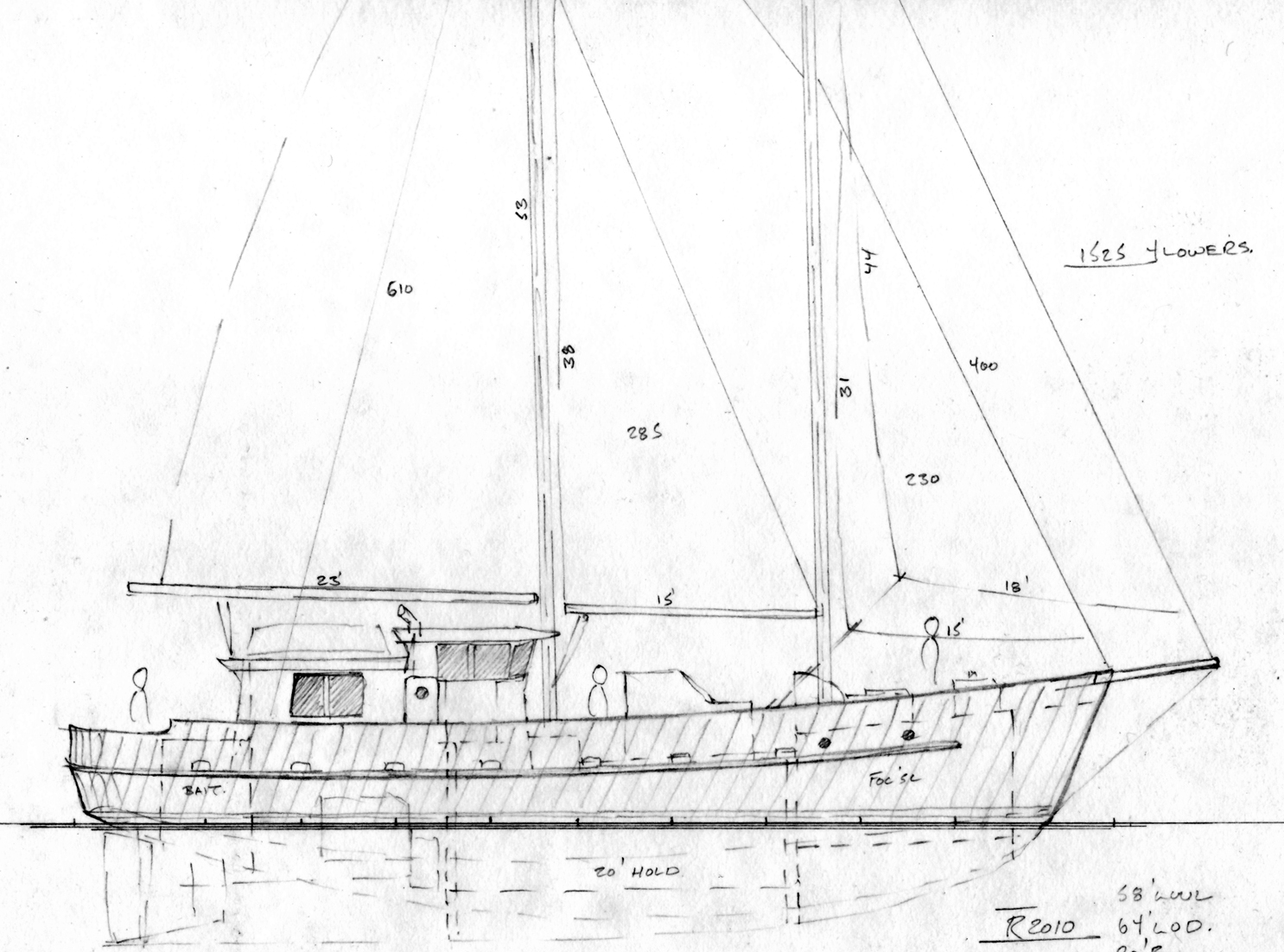 60’ longliner fishing schooner ~ Sail Boat Designs by Tad ...