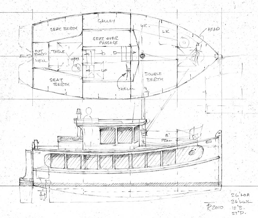 Marjorie 26' House Barge ~ Small Boat Designs by Tad Roberts