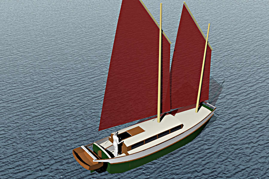 laura cove 28, sailing scow ~ small boat designs by tad