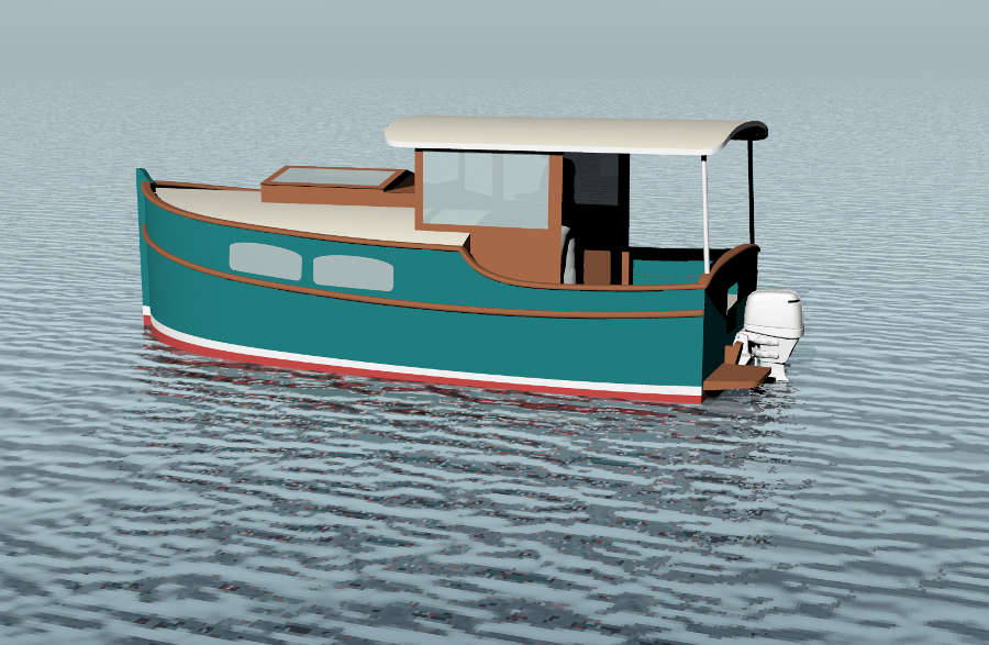 Cruising Shanty 20, 20' Trailerable Outboard Shanty Boat 